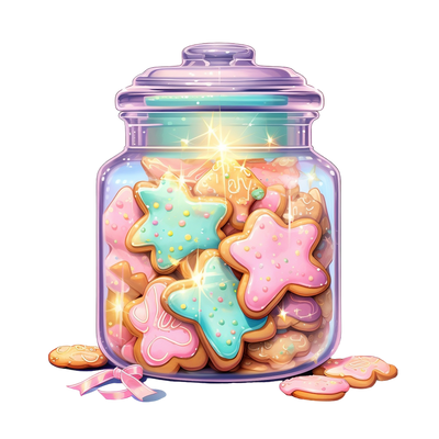 Christmas Cookies in Pastel Purple Jar DTF (direct-to-film) Transfer