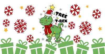 Christmas Dinosaurs Tree Rex-animal Christmas-Cartoon Christmas-Christmas Tree-Snowman Christmas 16oz UV DTF Libby Cup Wrap