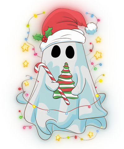 Christmas Ghost With Hat DTF (direct-to-film) Transfer