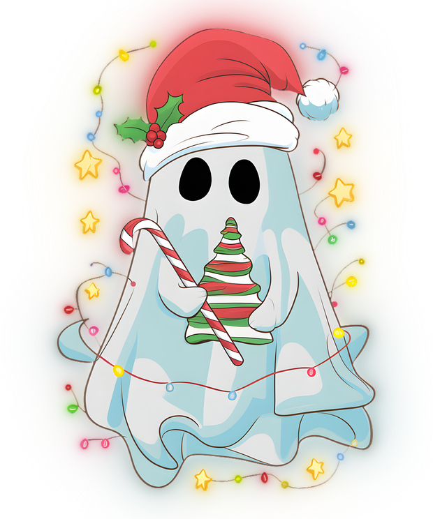 Christmas Ghost With Hat DTF (direct-to-film) Transfer