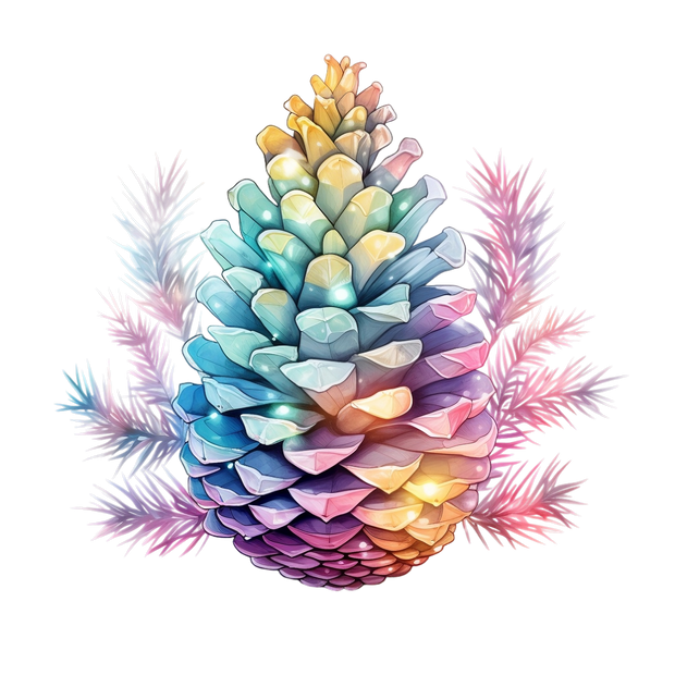 Christmas Glowing Pinecone in Pastels DTF (direct-to-film) Transfer