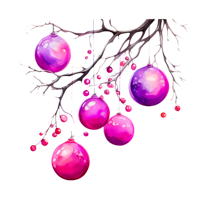 Christmas Hanging Purple Balls DTF (direct-to-film) Transfer