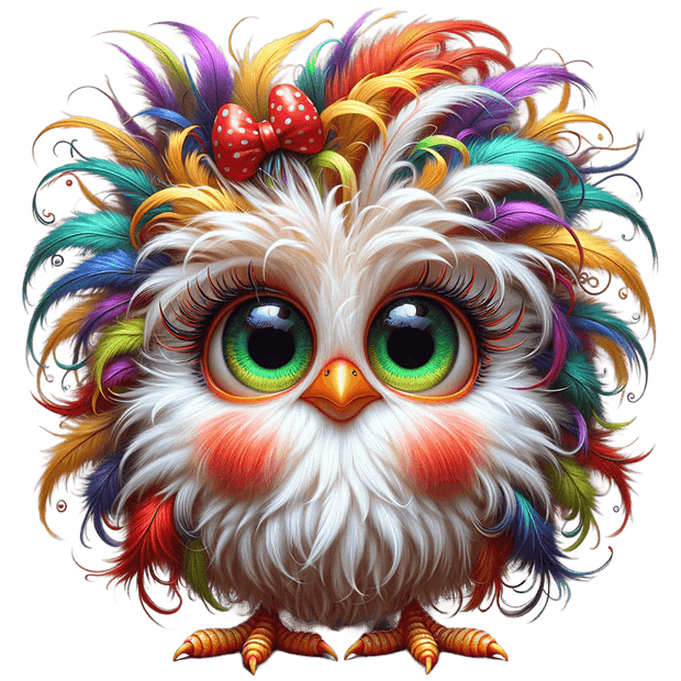 Chunky Chicken With Pastel Feathers DTF (direct-to-film) Transfer