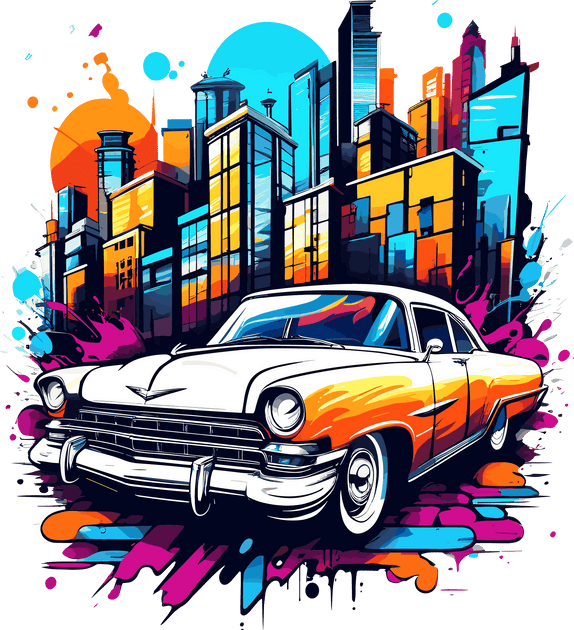 City & Classic Car Color Drip DTF (direct-to-film) Transfer – Twisted ...