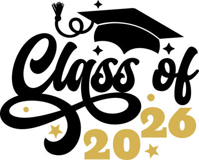 Class of 2026 Black Cap & Gold Stars DTF (direct-to-film) Transfer