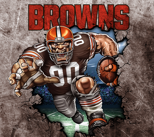 Cleveland Browns With Animated Football Player UV-DTF 20 oz Skinny Tumbler Wrap