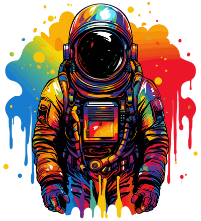 Color Drip Astronaut Blue & Orange DTF (direct-to-film) Transfer