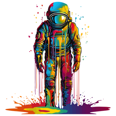 Color Drip Astronaut Standing DTF (direct-to-film) Transfer