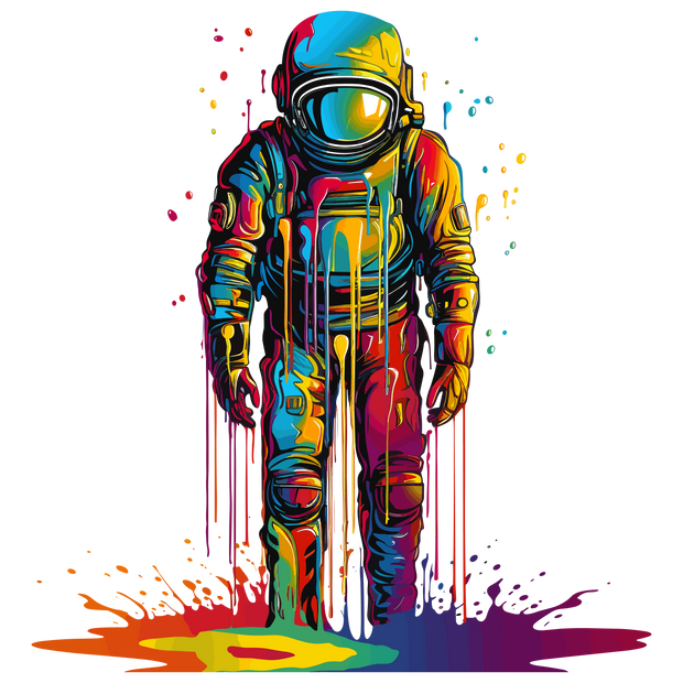 Color Drip Astronaut Standing DTF (direct-to-film) Transfer