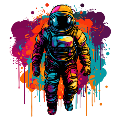 Color Drip Astronaut Yellow & Purple DTF (direct-to-film) Transfer