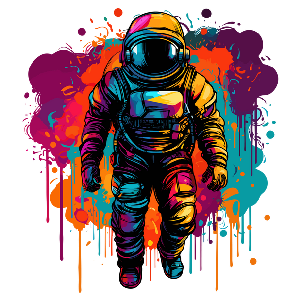 Color Drip Astronaut Yellow & Purple DTF (direct-to-film) Transfer