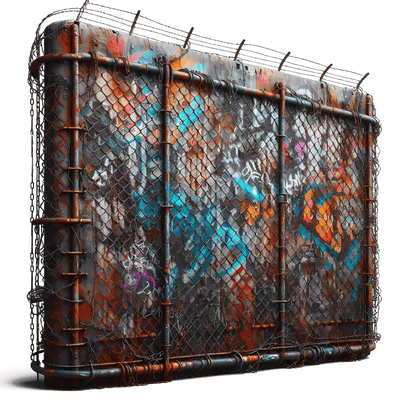 Color Drip Barbed Wire Fence With Graffiti DTF (direct-to-film) Transfer