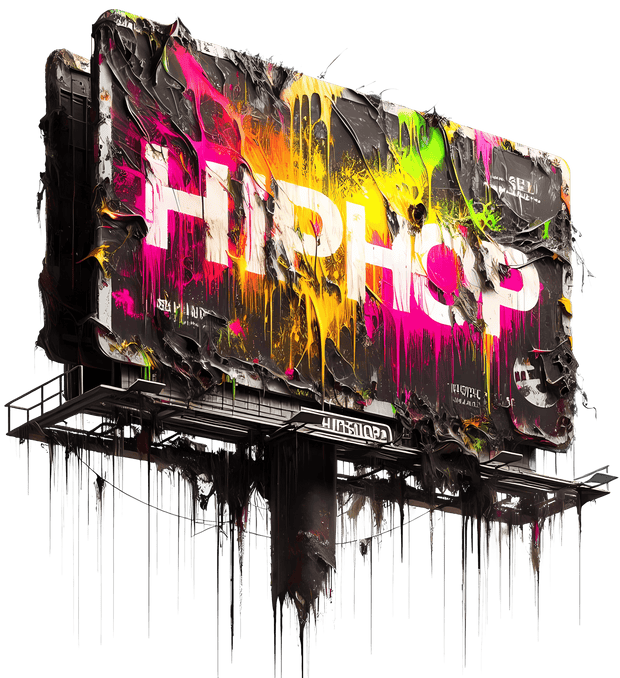 Color Drip Billboard with Hip Hop Ad  DTF (direct-to-film) Transfer