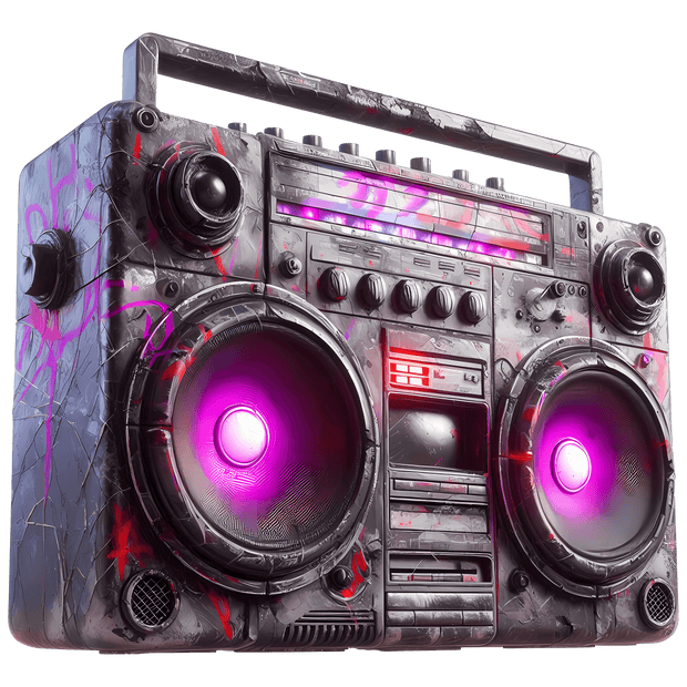 Color Drip Black And Pink Retro Boombox DTF (direct-to-film) Transfer