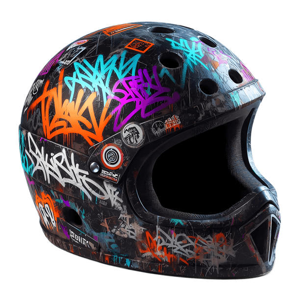 Color Drip Black Skate Helmet With Graffiti  DTF (direct-to-film) Transfer