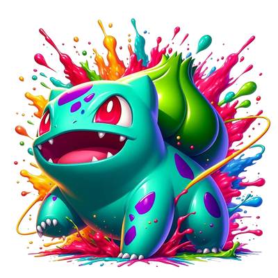 Color Drip Bulbasaur Colorful DTF (direct-to-film) Transfer