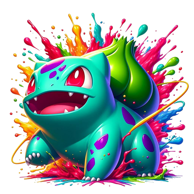 Color Drip Bulbasaur Colorful DTF (direct-to-film) Transfer