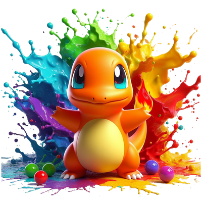 Color Drip Charmander Colorful DTF (direct-to-film) Transfer