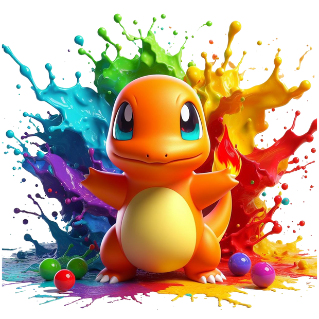 Color Drip Charmander Colorful DTF (direct-to-film) Transfer