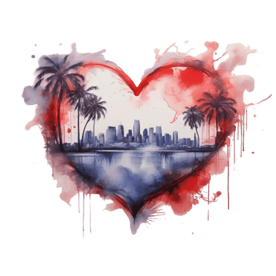 Color Drip Distressed Red & Black Heart DTF (direct-to-film) Transfer