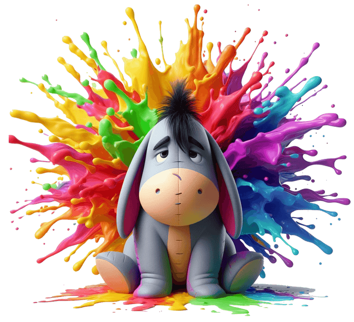 Color Drip Eeyore DTF (direct-to-film) Transfer – Twisted Image Transfers