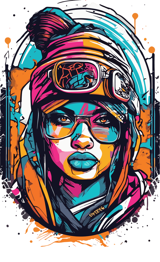 Color Drip Girl in Glasses & Blue Lipstick DTF (direct-to-film) Transfer