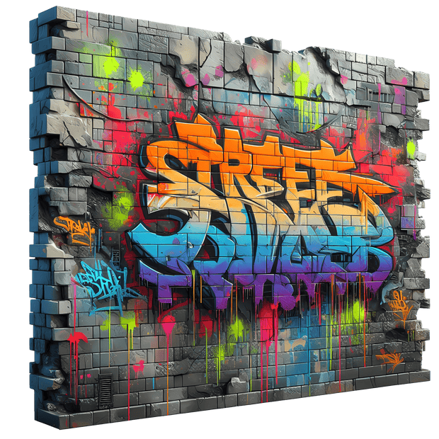 Color Drip Graffiti Painted  Brick Wall DTF (direct-to-film) Transfer