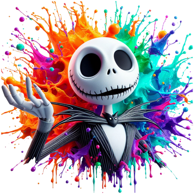 Color Drip Jack Skellington Colorful(1) DTF (direct-to-film) Transfer