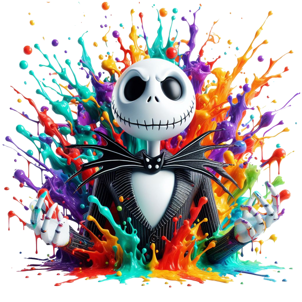 Color Drip Jack Skellington Colors DTF (direct-to-film) Transfer