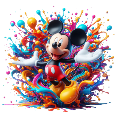 Color Drip Mickey Mouse DTF (direct-to-film) Transfer