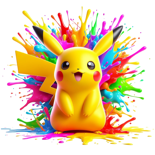 Color Drip Pikachu Colorful DTF (direct-to-film) Transfer