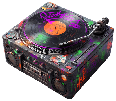 Color Drip Retro Vinyl Playing Turntable DTF (direct-to-film) Transfer