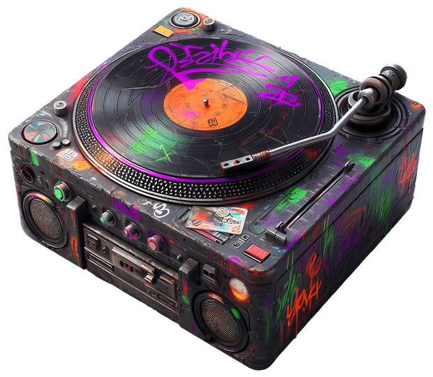 Color Drip Retro Vinyl Playing Turntable DTF (direct-to-film) Transfer