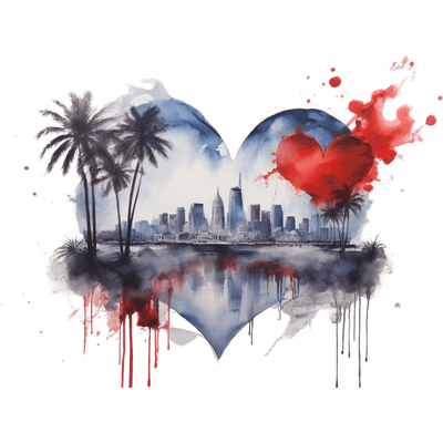 Color Drip Scene in a Heart DTF (direct-to-film) Transfer