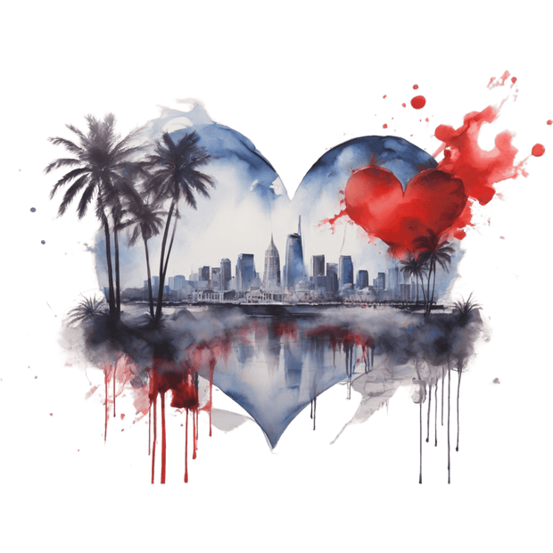 Color Drip Scene in a Heart DTF (direct-to-film) Transfer