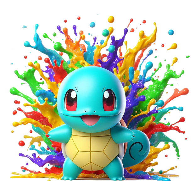 Color Drip Squirtle Colorful DTF (direct-to-film) Transfer