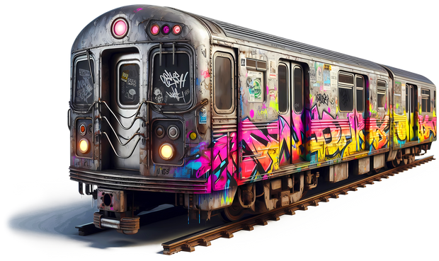 Subway Train Color Color Drip Subway Train With Street Art DTF (direct-to-film) Transfer ...