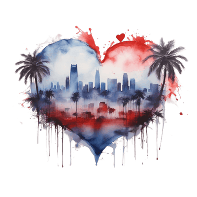 Color Drip Two Toned Heart & City DTF (direct-to-film) Transfer