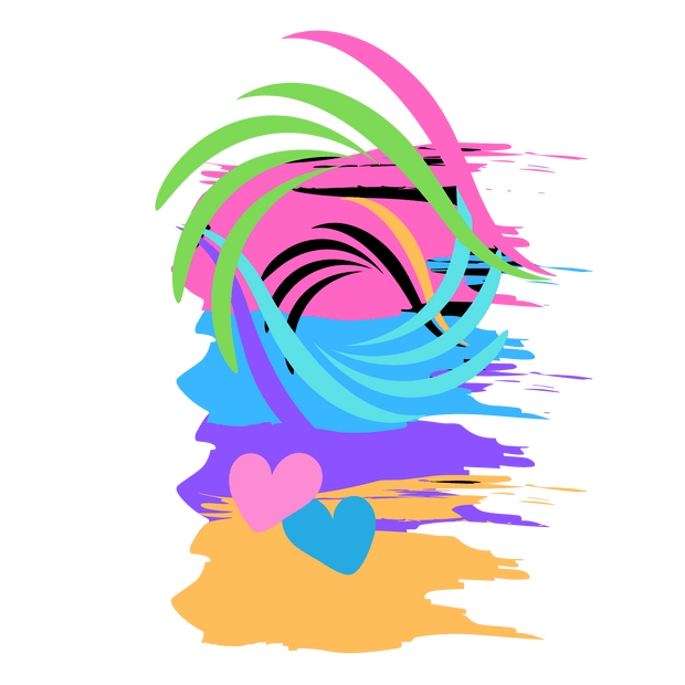 Color Drip With Two Hearts DTF (direct-to-film) Transfer