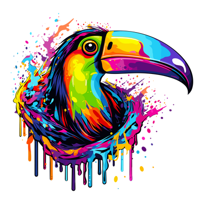 Colorful Bird Color Drip Long Beak DTF (direct-to-film) Transfer