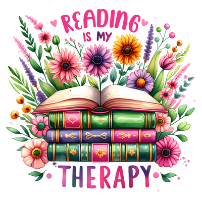 Colorful Books Reading is my Therapy DTF (direct-to-film) Transfer