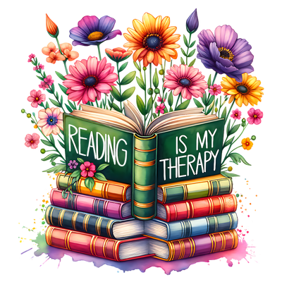 Colorful Books & Flowers Therapy DTF (direct-to-film) Transfer