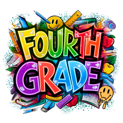Colorful Fourth Grade Color Drip Smiley DTF (direct-to-film) Transfer