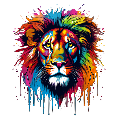 Colorful Lion Color Drip DTF (direct-to-film) Transfer