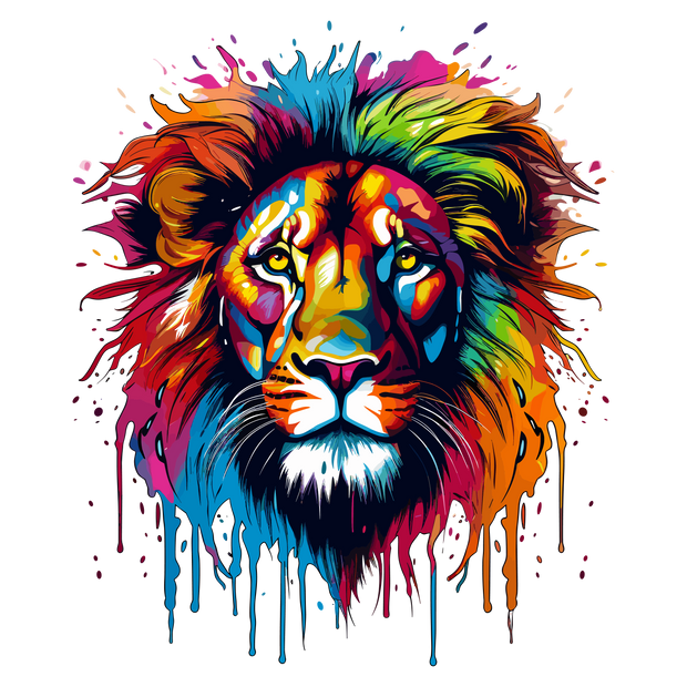 Colorful Lion Color Drip DTF (direct-to-film) Transfer