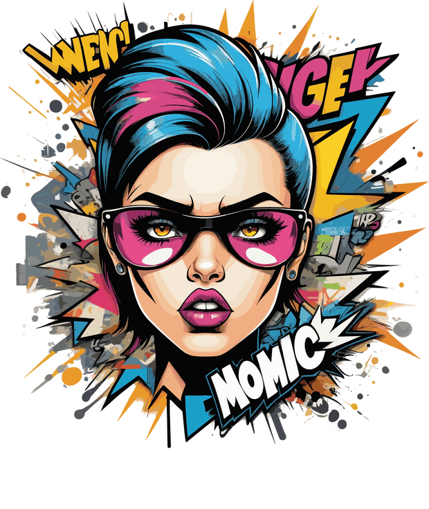 Colorful Momic Girl in Glasses DTF (direct-to-film) Transfer