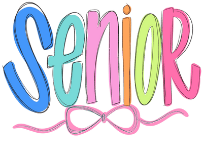 Colorful Senior & Pink Bow DTF (direct-to-film) Transfer