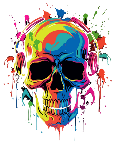 Colorful Skull Color Drip DTF (direct-to-film) Transfer