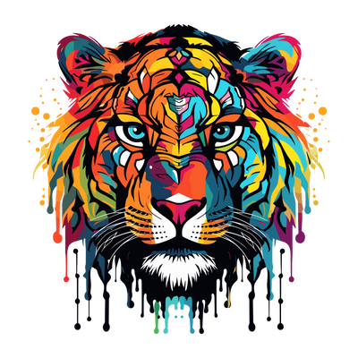 Colorful Tiger Color Drip DTF (direct-to-film) Transfer