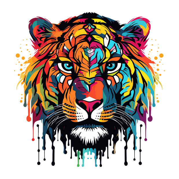 Colorful Tiger Color Drip DTF (direct-to-film) Transfer